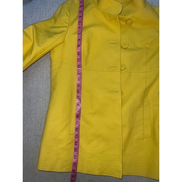 Talbots | Yellow Coat Jacket Pleated Back‎ Button Accents | Size 8 - Picture 5 of 9